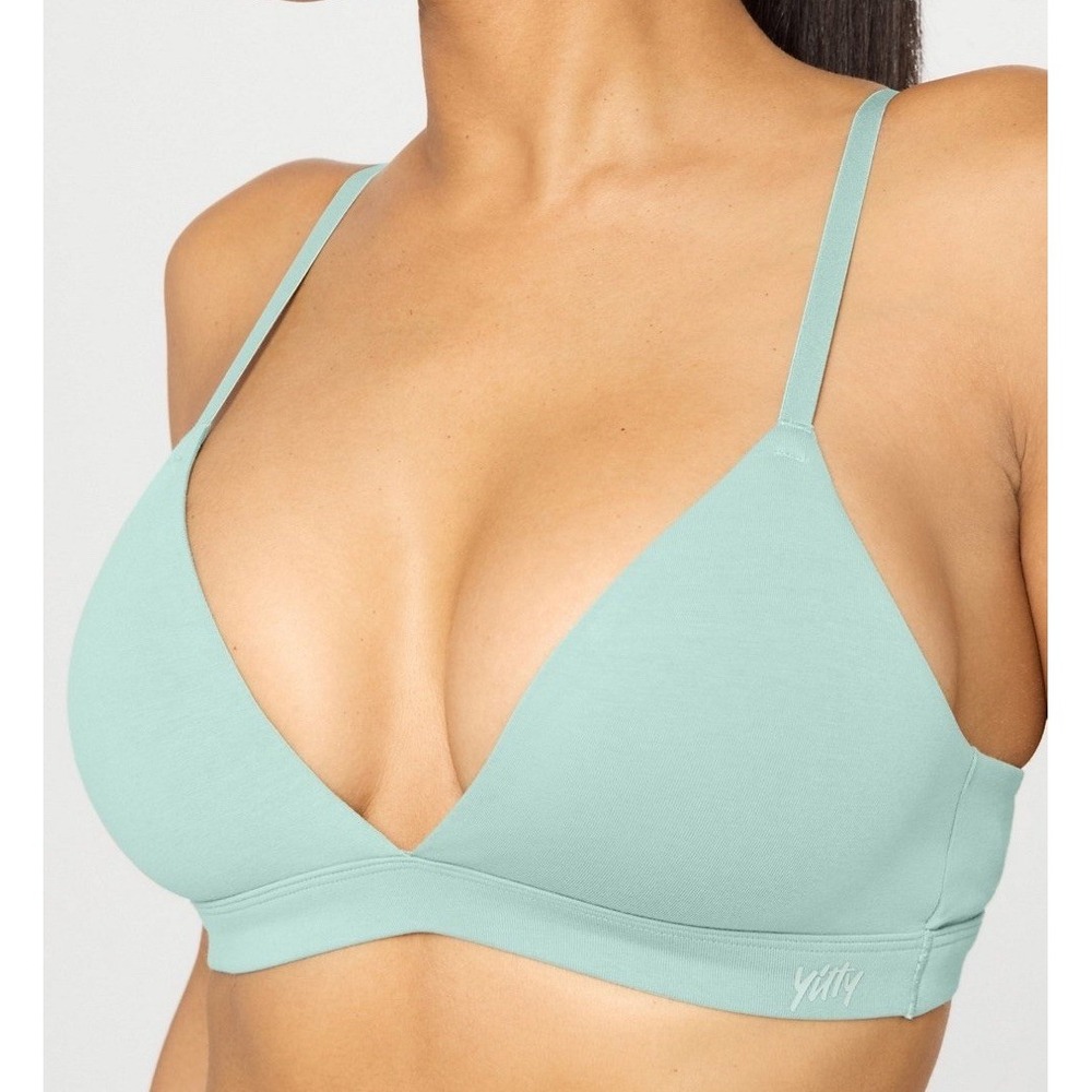 NWT Women's Fabletics Yitty Snug Cotton Supportive Triangle‎ Bralette Jade - 6X